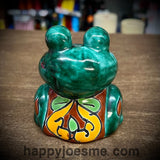 Talavera pottery frog statue