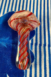 Red/Pink/Silver Fume Swirl Handpipe