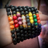 Gemstone/Glass Elastic Bracelet ￼