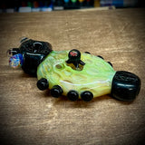 6.5" Black/Lime "Donut" W Marbles, Millies, & Knobs