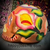 Tan Orange Multicolor Sparkly Flowers Sugar Skull