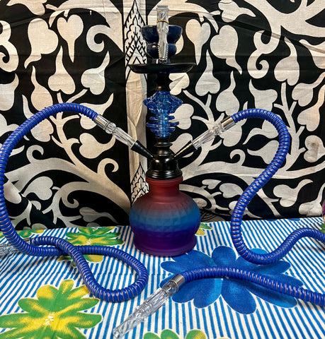 12” Two Hose Colored Glass Bottom Hookah