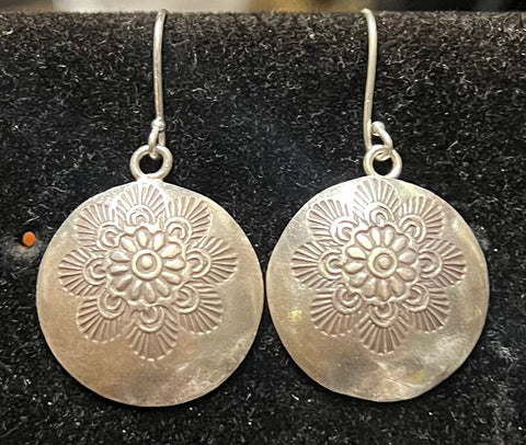 Flower Shield 925 Sterling Silver Earrings