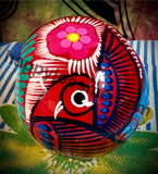 Red with Multicolors/Bird Sugar Skull Talavera pottery