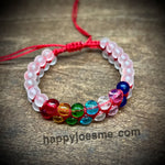 3"-6" Double Rainbow Glass Bead Bracelet