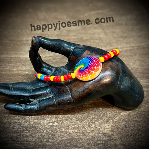 3" Multicolor Bead Bracelet w/Rainbow Bead