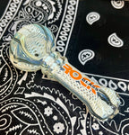 4" Rock Glass Fumed W/Canework and Color Handpipe