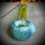 Clear Green W/Blue Textured Frit Handpipe