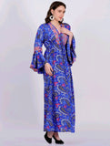 Floral V Neck - Maxi Dress - Bell Sleeves