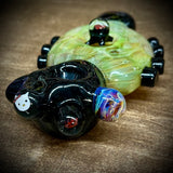 6.5" Black/Lime "Donut" W Marbles, Millies, & Knobs