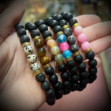 Gemstone/Glass Elastic Bracelet ￼