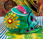 Teal with Multicolors/Bird Sugar Skull Talavera pottery