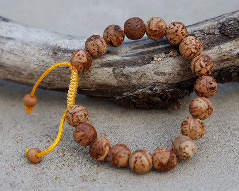 Tibetan Yellow Bodhi Seed 18 Beads Adjustable Mala Bracelet