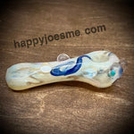 4.75” Glass handpipe Cream/Blue/Pink/Silver Fume