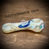 4.75” Glass handpipe Cream/Blue/Pink/Silver Fume