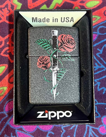 Zippo Rose Dagger Tattoo Design