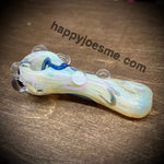 4.75” Glass handpipe Cream/Blue/Pink/Silver Fume