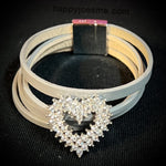 Faux Silver Leather Heart Bracelet