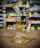 9” Dual Perc Bent Neck Waterpipe