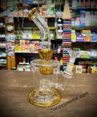 9” Dual Perc Bent Neck Waterpipe