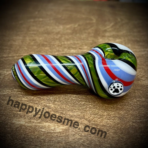 Multicolor Swirl Handpipe W/Bear Paw Milli