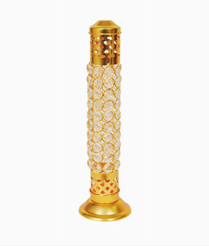 12" crystals brass incense stick burner