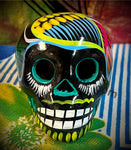 Black with Multicolors/Bird Sugar Skull Talavera pottery