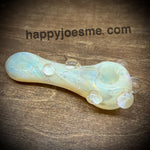 5” Cream/Light Pink/Silver Fume Bumpy Handpipe By Huggy Bear