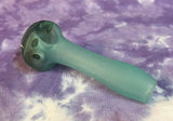 4" Light Blue Halloween Art Sandblasted Handpipe by 207 Glass