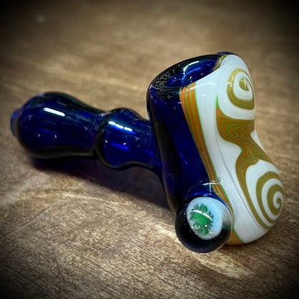 4" Cobalt Blue Dry Hammer W/ Wig-Wag Marble