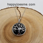 Round Natural Stone Life Tree Necklace