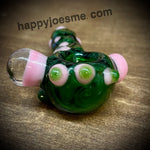 4" Green Handpipe W/ Pink Spots & Reduction Marble