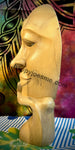 Unique Dark Hibiscus Wood Face Sculpture, "Man in Thought II"