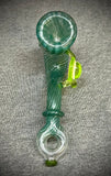 6” Sparkly Teal W/Slime Green Honeycomb Droop Marble Sherlock