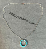 Vintage Navajo Turquoise Opal Sterling Silver Inlay Pendant on Sterling Silver Chain