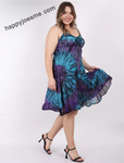 Women’s Tie Dye Sleeves Spaghetti Strap Party Dress