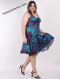 Women’s Tie Dye Sleeves Spaghetti Strap Party Dress