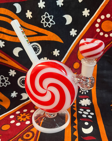 6" True Glass Red Candy Cane Waterpipe