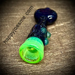 Slime Green/Dark Blue Flat Mouthpiece Glass Chillum