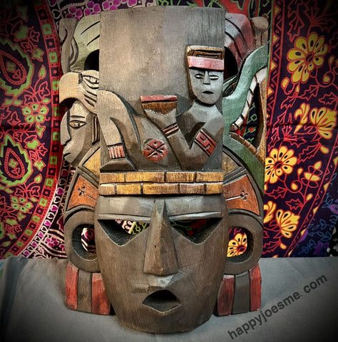 Mexican Wooden Mask - Handmade Mayan Mask