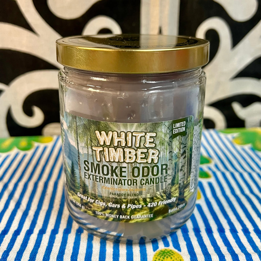 Smoke Odor Eliminator Candle 13oz -White Timber Happy Trails Inc & Joe's Smoke Shop Smoke Odor Eliminator Candle 13oz -White Timber Happy Trails Inc & Joe's Smoke Shop