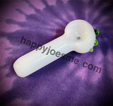 Solid Mini White W/Green Bumps Handpipe