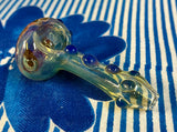 Silver Fume Body W/Color Front and Purple Bumps Handpipe