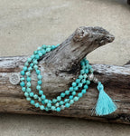 Turquoise 108 Beads Knotted Mala Meditation Yoga Charka-Lotus