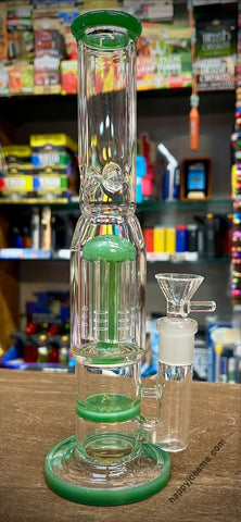 10” Dual Perc Straight Tube Waterpipe