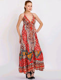 Floral Halter Backless Tie Dress Flared Bottom