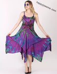 Women's Casual Tie Dye Spaghetti Strap Pixie Fit & Flare Dress