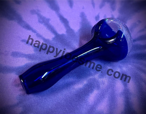 Solid Dark Blue Opal Capped Front Handpipe by 207 Glass