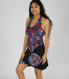 MUST HAVE BEEN THE ROSES Top Cotton Lycra Multi Grateful Dead Steal Your Face, Rose Print, Solid & Applique' Angle Cut