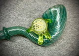 6” Sparkly Teal W/Slime Green Honeycomb Droop Marble Sherlock